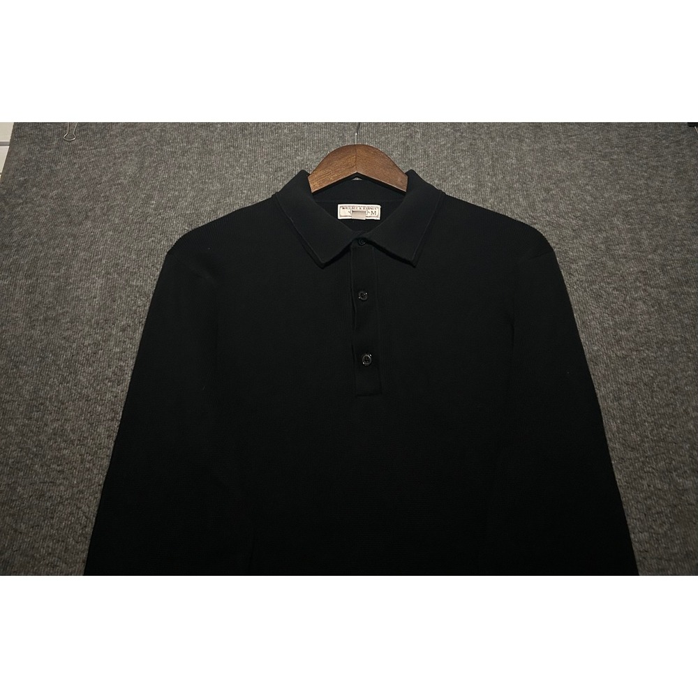 Wallace barnes polo sweater black medium cotton knit casual